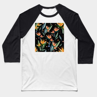 Bird of paradise pattern Baseball T-Shirt